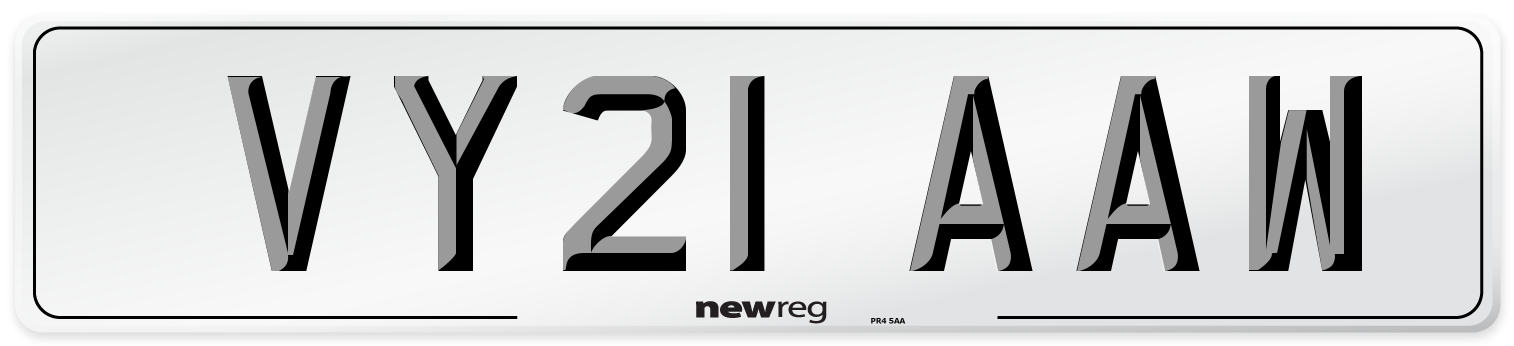 VY21 AAW Number Plate from New Reg